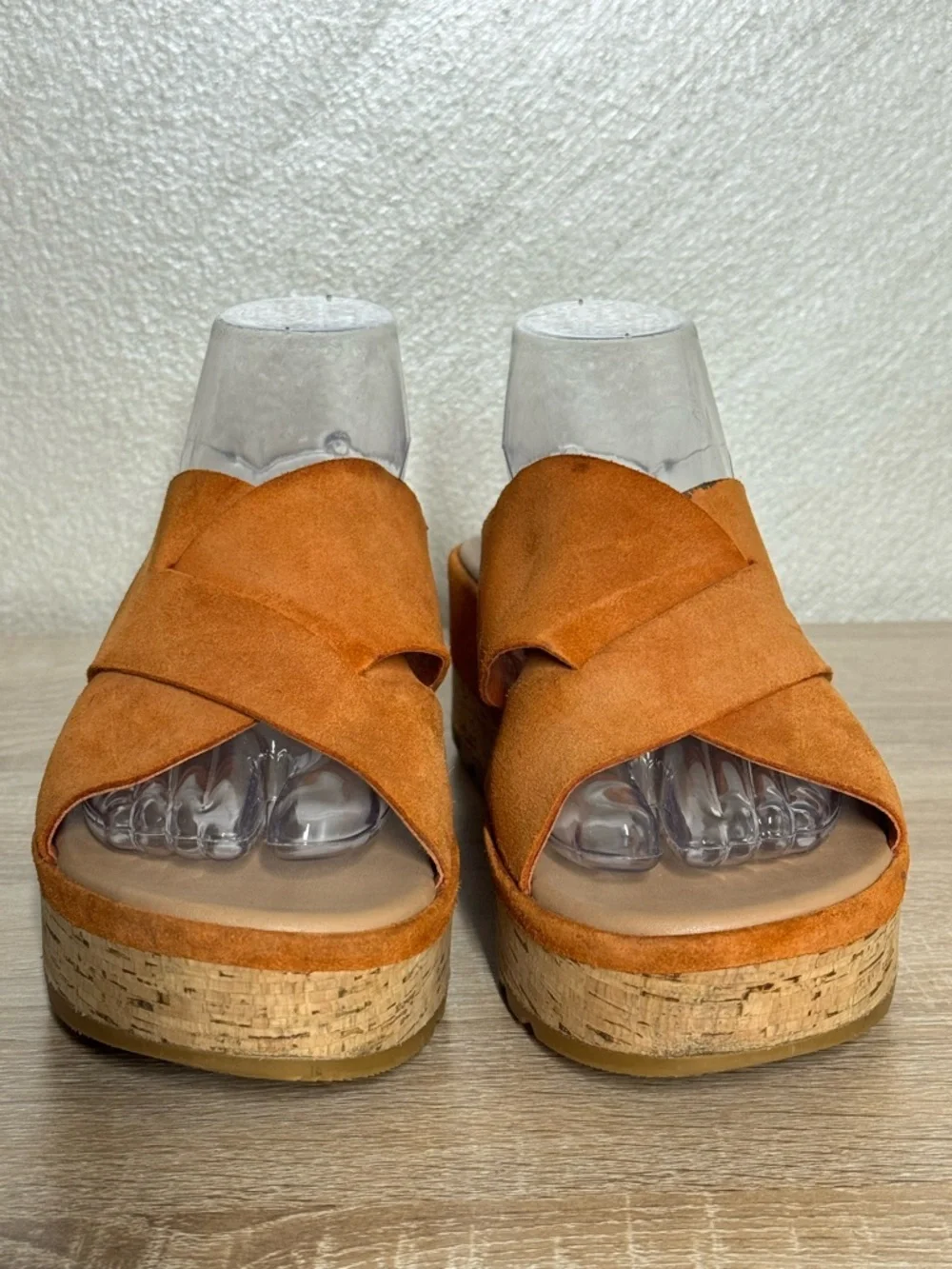 Sorel Women’s 10.5 Cameron Platform Sun Orange Suede Mules Platform Wedge